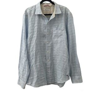 Tommy Bahama Ventana Plaid Linen Shirt Button Down Lagenlook Resort Cruise Large
